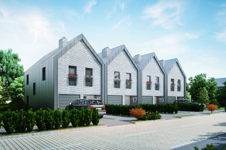 Zabudowa szeregowa domów z szarej cegły